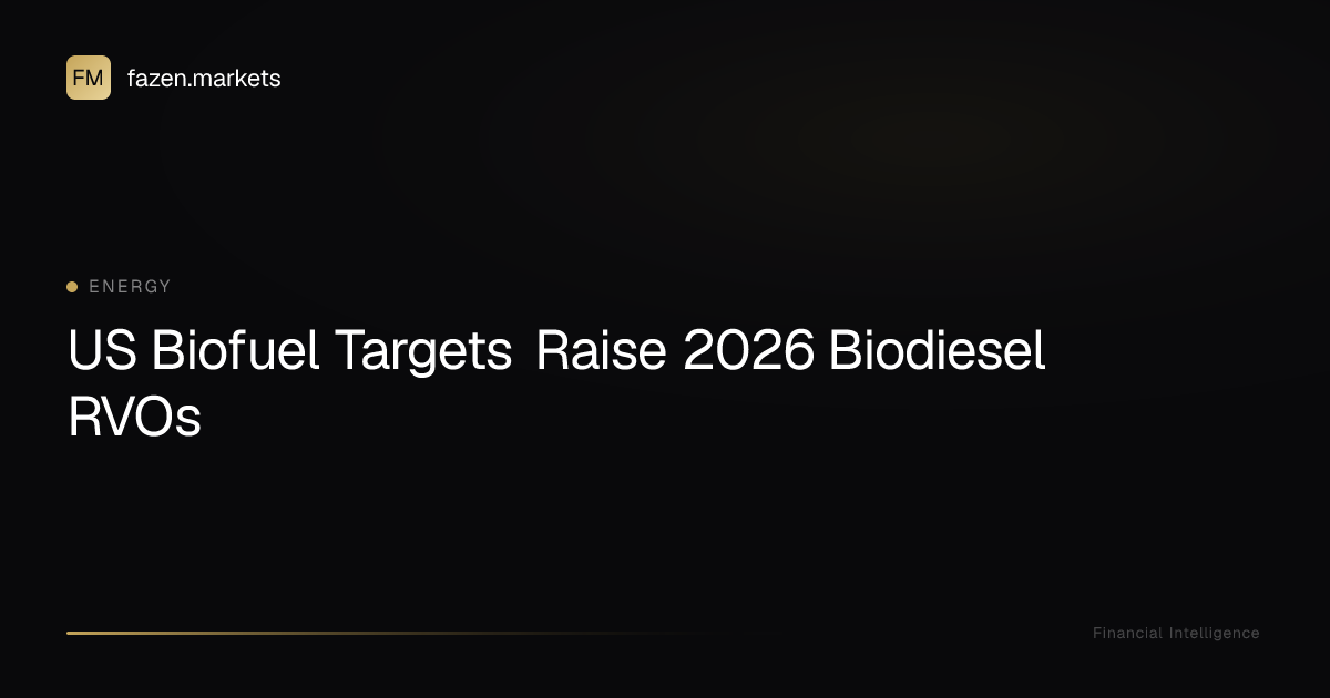 US Biofuel Targets Raise 2026 Biodiesel RVOs | Fazen Markets