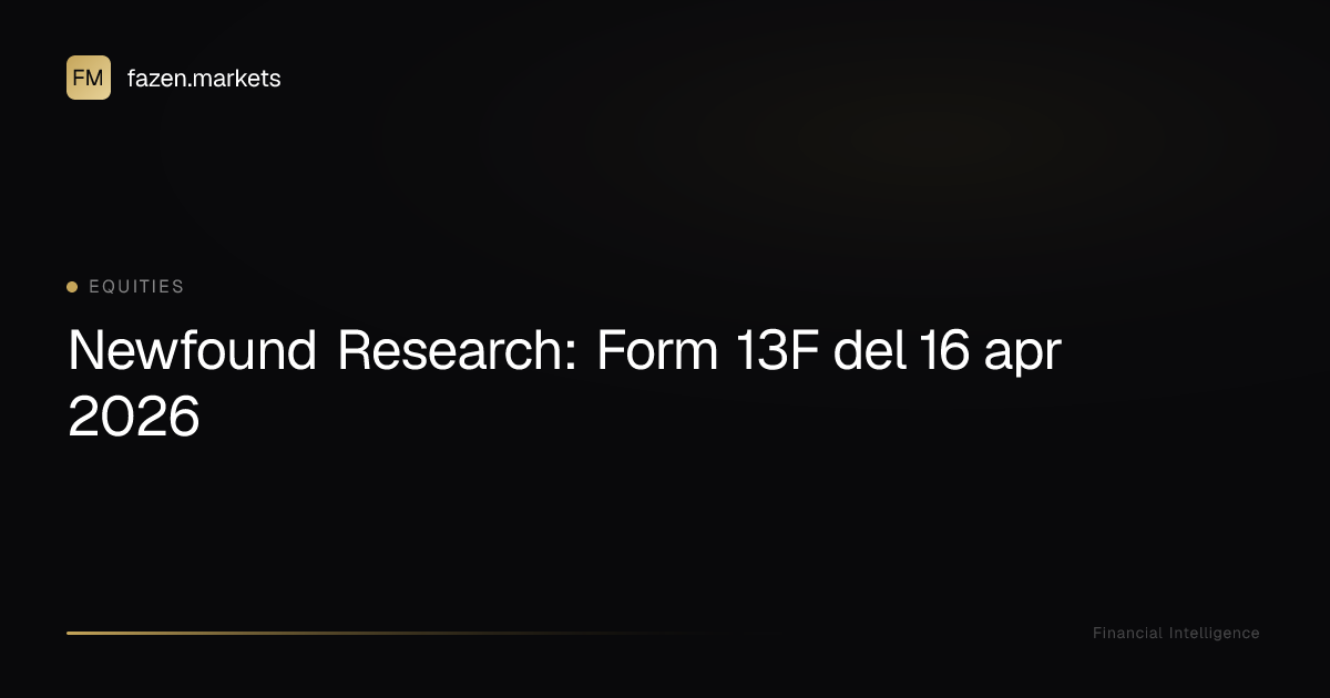 Newfound Research: Form 13F del 16 apr 2026 | Fazen Markets